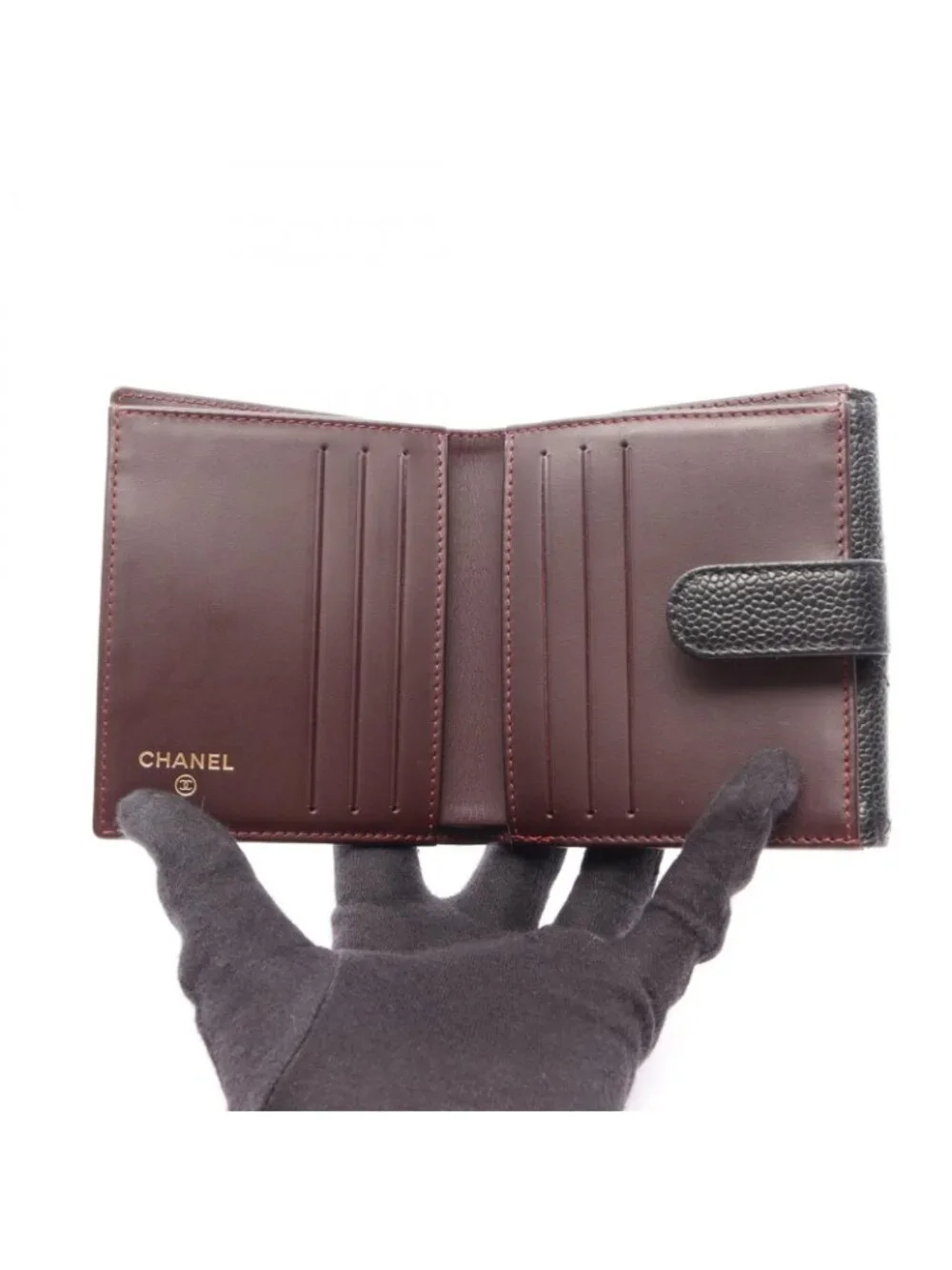 Chanel Snap Wallet Quilted Black Caviar Leather